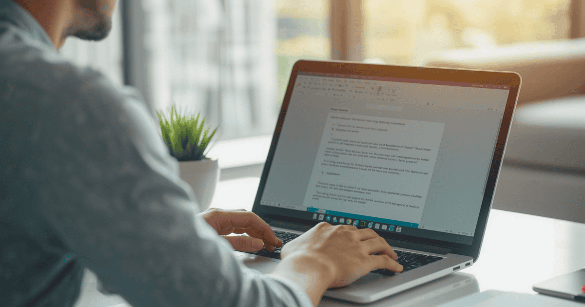 Freelancer schreibt ein Angebot am Laptop