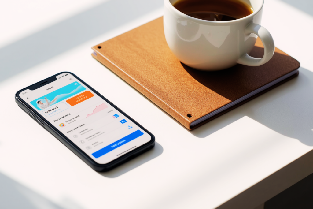 Freelancer nutzt Geschäftskonto-App auf dem Smartphone