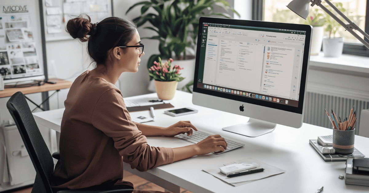 Freelancer nutzt Projektmanagement-Tool am Laptop