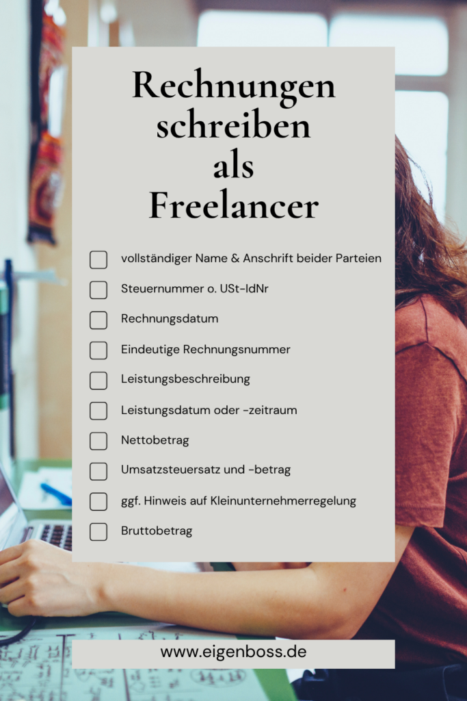 Rechnungen schreiben als Freelancer – 10 Pflichtangaben Checkliste