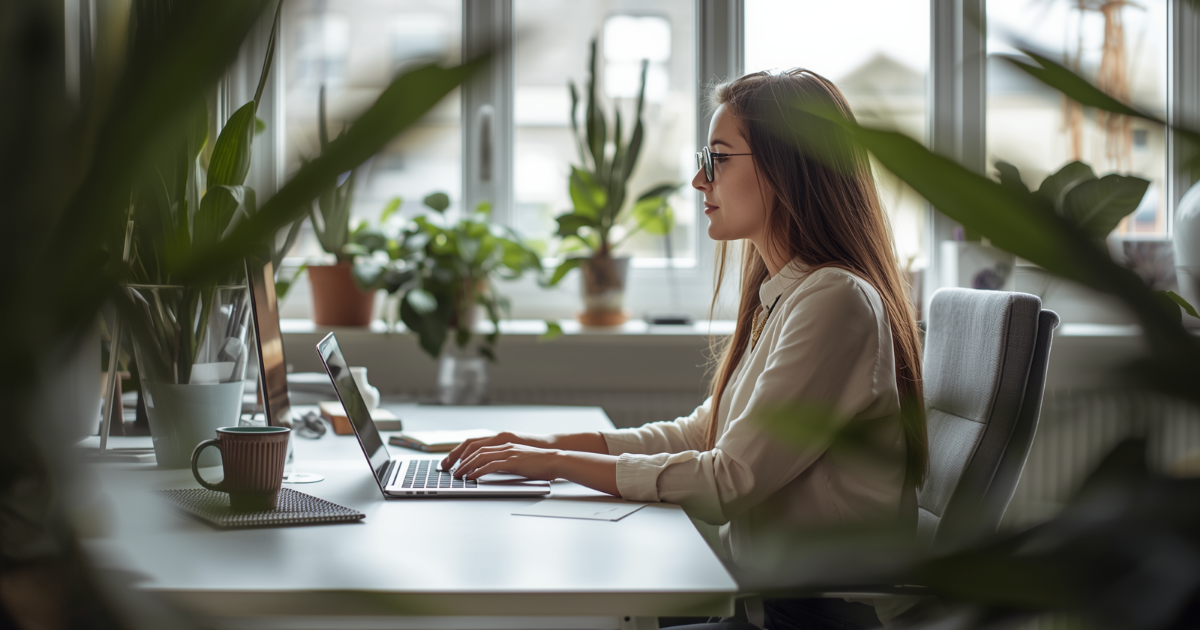 Selbstständige vergleicht Steuerprogramme am Laptop