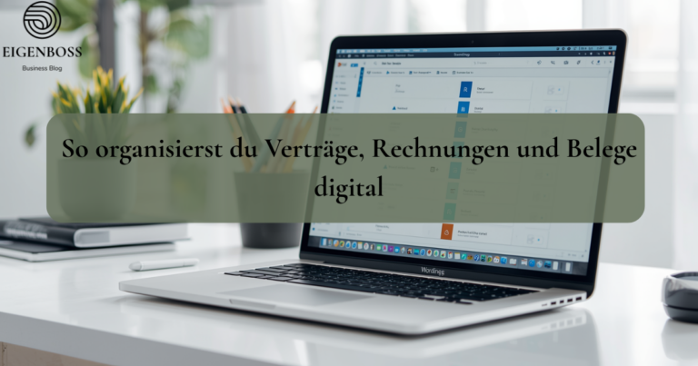 Selbstständige richtet digitale Ablage auf dem Laptop ein