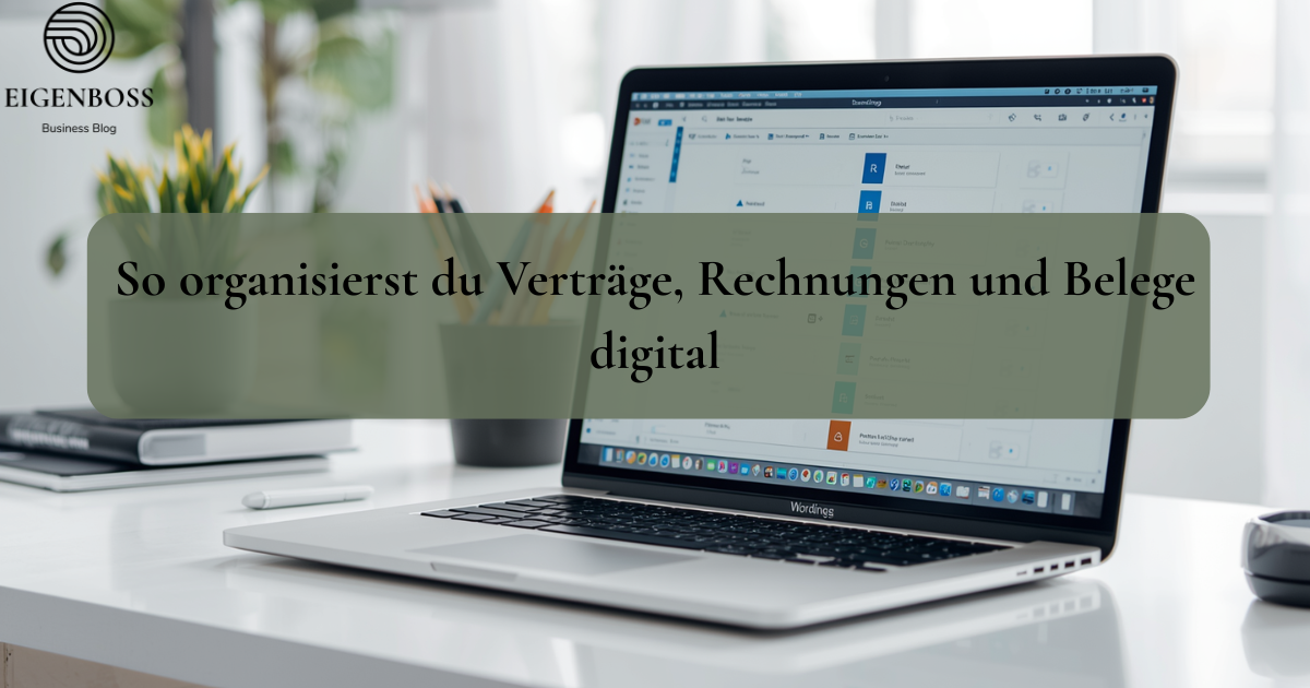 Selbstständige richtet digitale Ablage auf dem Laptop ein