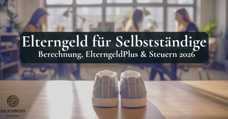 Selbstständige plant Elterngeld am Laptop